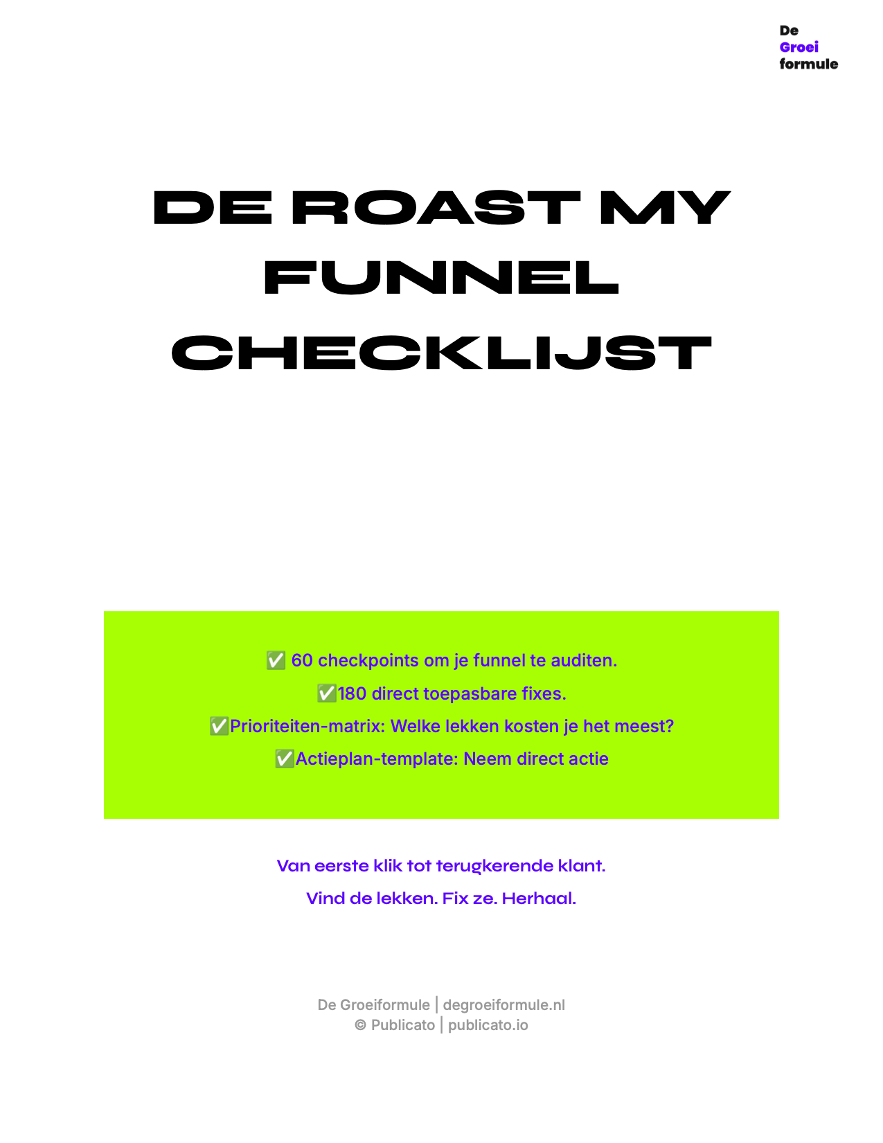 De Roast My Funnel Checklijst